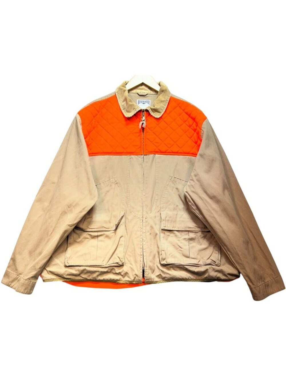 Bushmaster Mens Corduroy-Collar Hunting Jacket Long Sleeve XL Khaki Blaze Orange